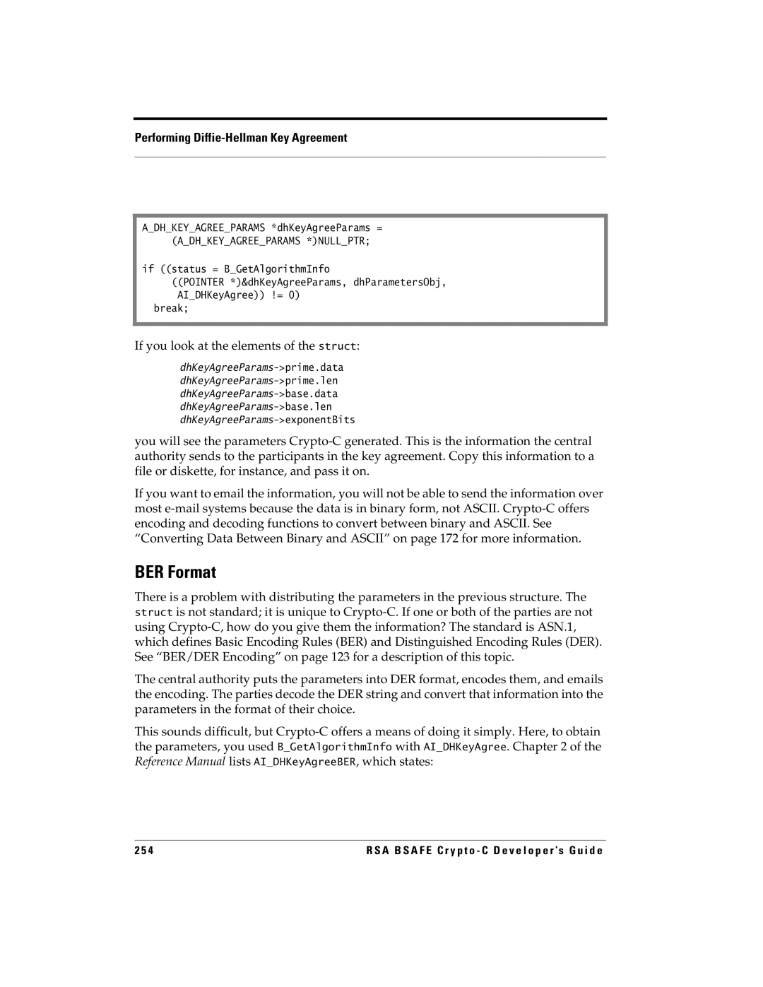 RSA Security 5.2.2 manual BER Format, If you look at the elements of the struct 