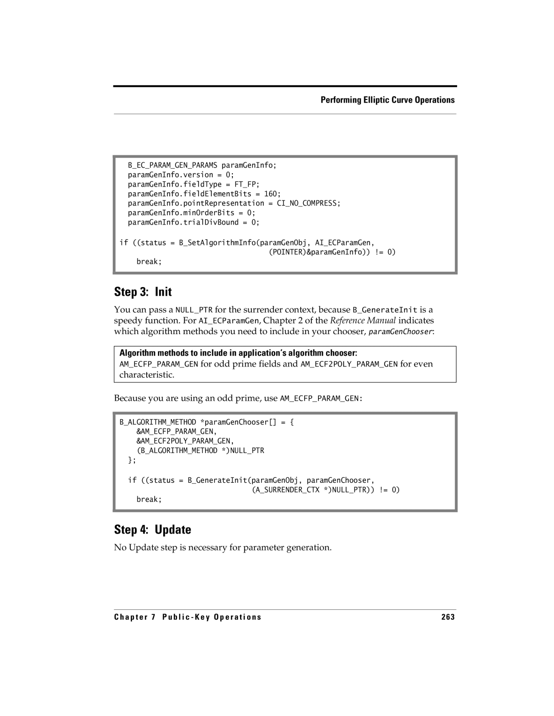 RSA Security 5.2.2 manual No Update step is necessary for parameter generation, Break 