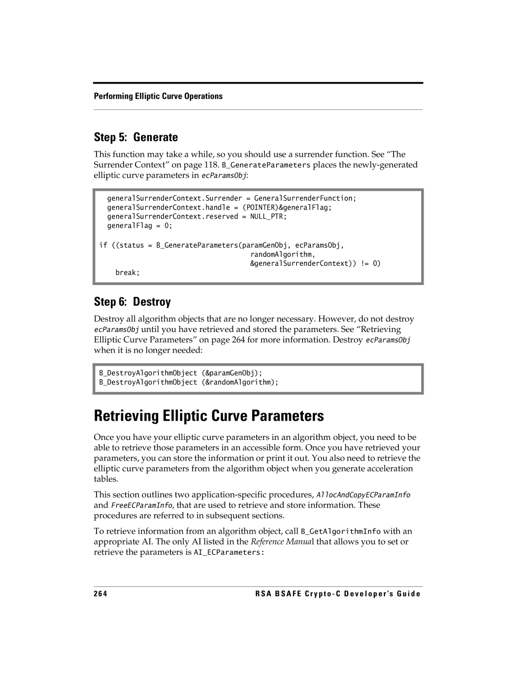 RSA Security 5.2.2 manual Retrieving Elliptic Curve Parameters, GeneralFlag = 