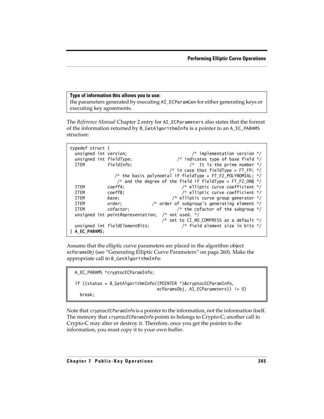 RSA Security 5.2.2 manual Indicates type of base field, It is the prime number, Case that fieldType = Ftfp 