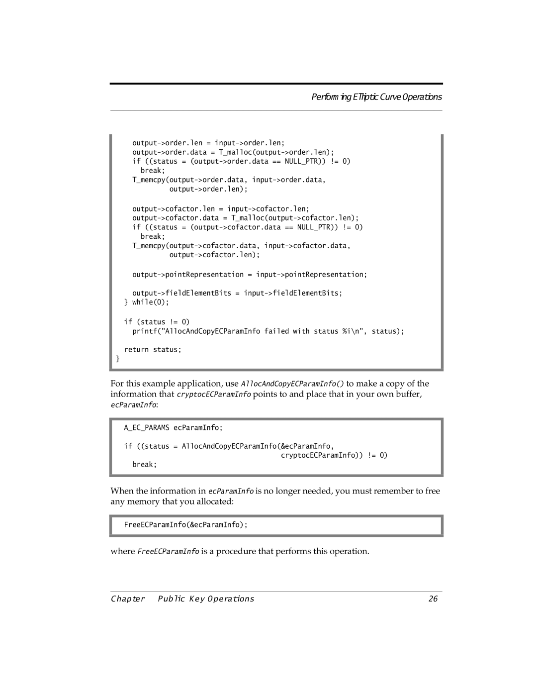 RSA Security 5.2.2 If status = output-order.data == Nullptr != 0 break, Aecparams ecParamInfo, FreeECParamInfo&ecParamInfo 