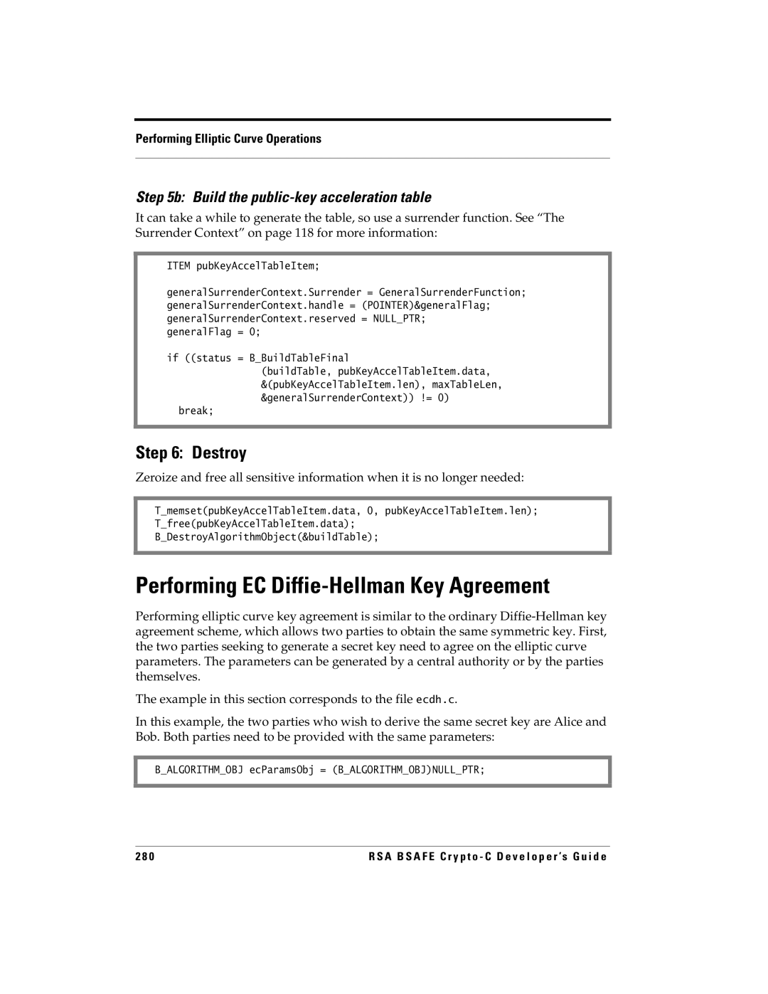 RSA Security 5.2.2 manual Performing EC Diffie-Hellman Key Agreement, Build the public-key acceleration table 