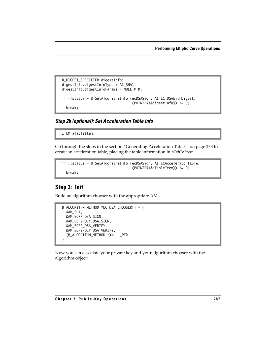 RSA Security 5.2.2 manual Build an algorithm chooser with the appropriate AMs, Item aTableItem 