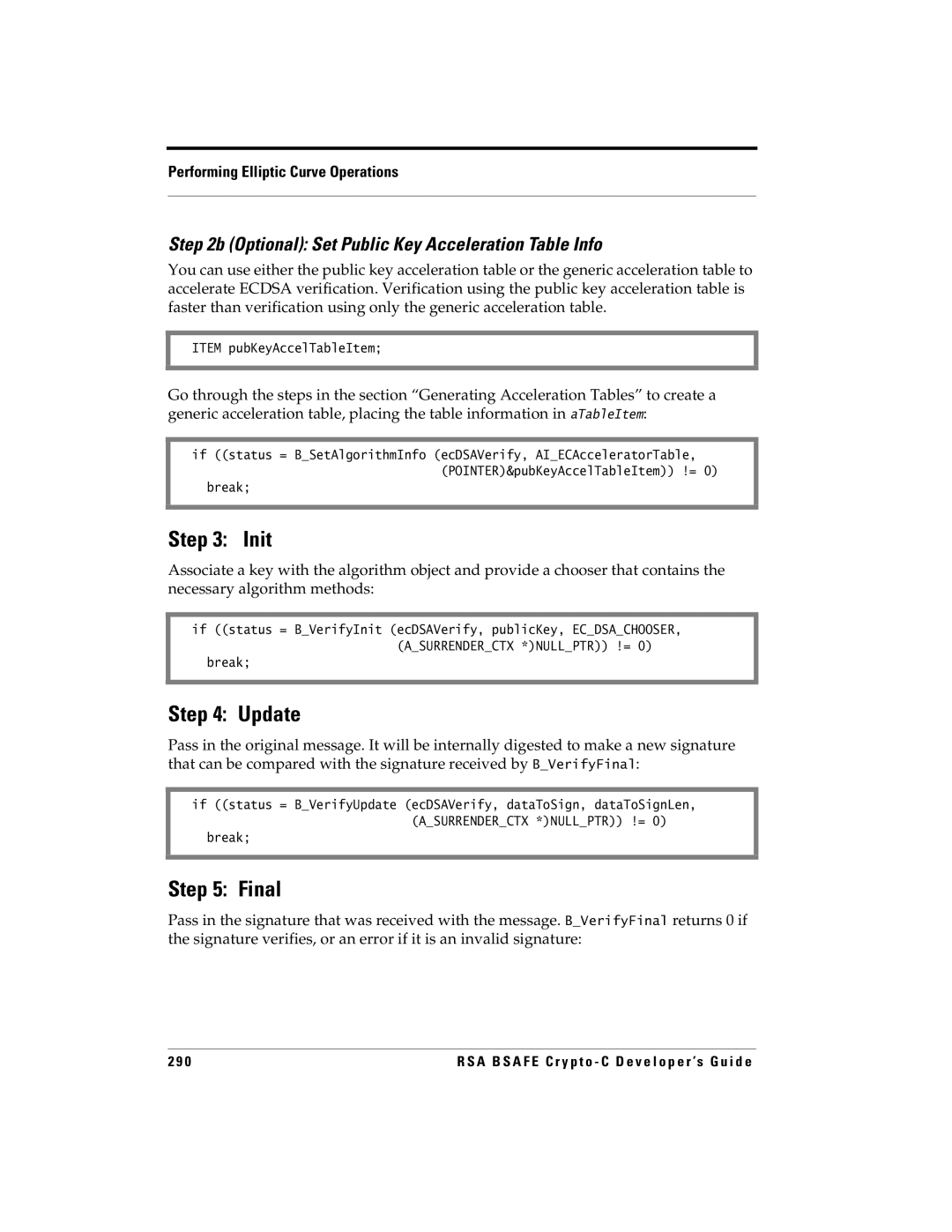 RSA Security 5.2.2 manual Optional Set Public Key Acceleration Table Info, Item pubKeyAccelTableItem 