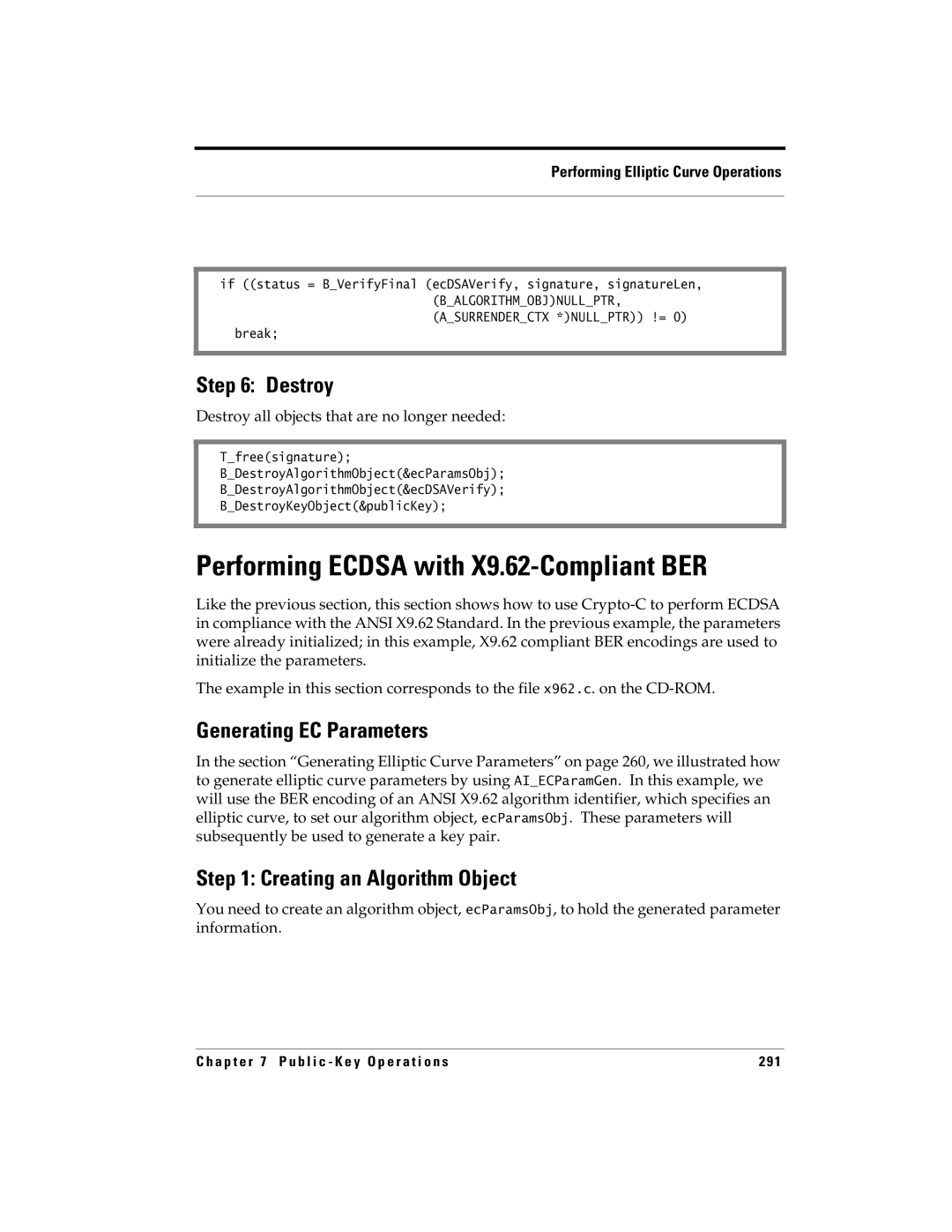 RSA Security 5.2.2 manual Performing Ecdsa with X9.62-Compliant BER, Generating EC Parameters 