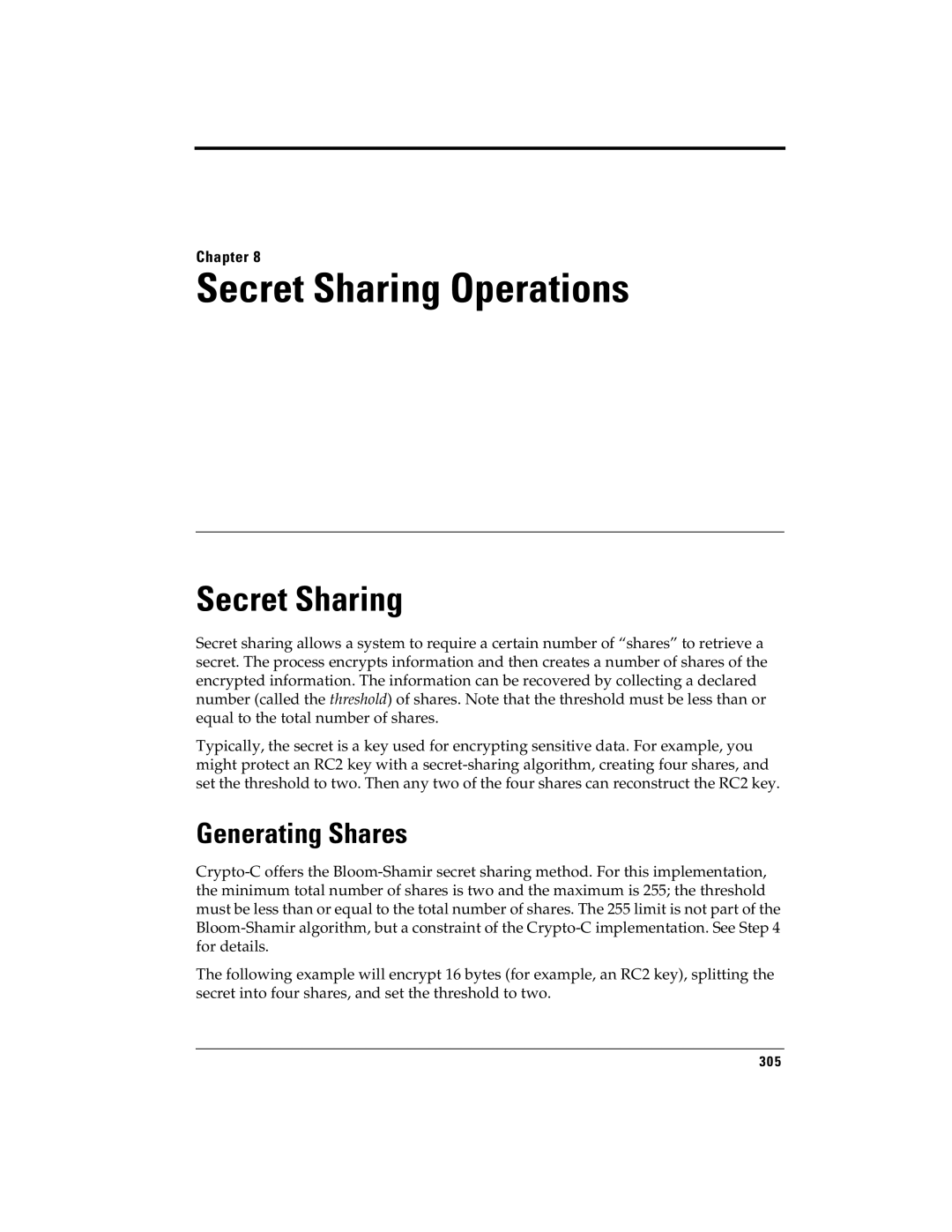 RSA Security 5.2.2 manual Secret Sharing, Generating Shares 