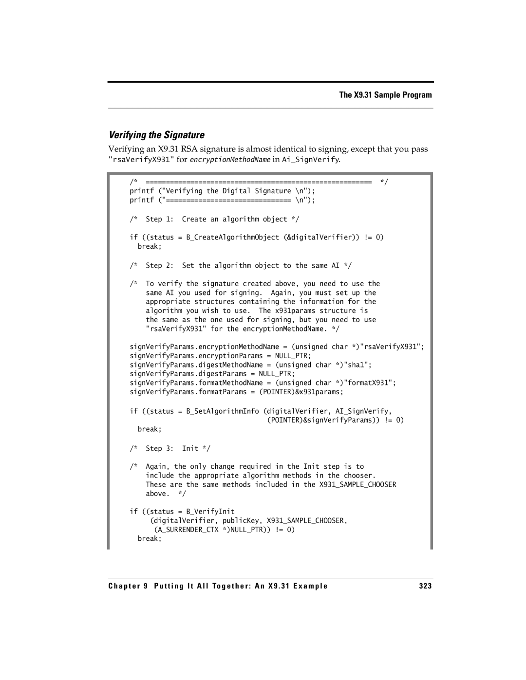 RSA Security 5.2.2 manual Verifying the Signature, Break 