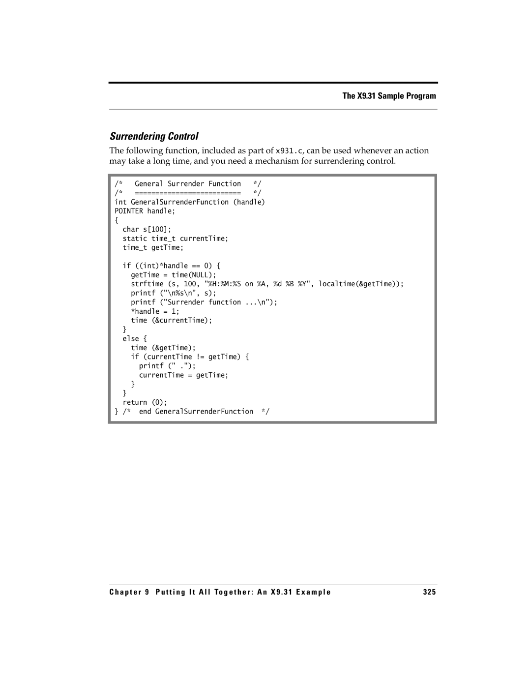 RSA Security 5.2.2 manual Surrendering Control, Return End GeneralSurrenderFunction 