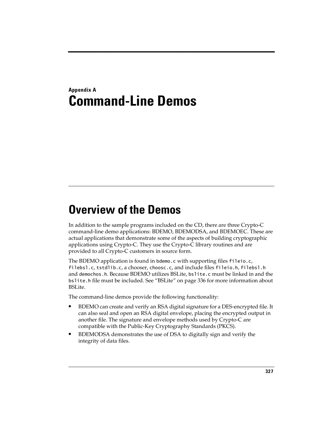 RSA Security 5.2.2 manual Overview of the Demos, Appendix a 