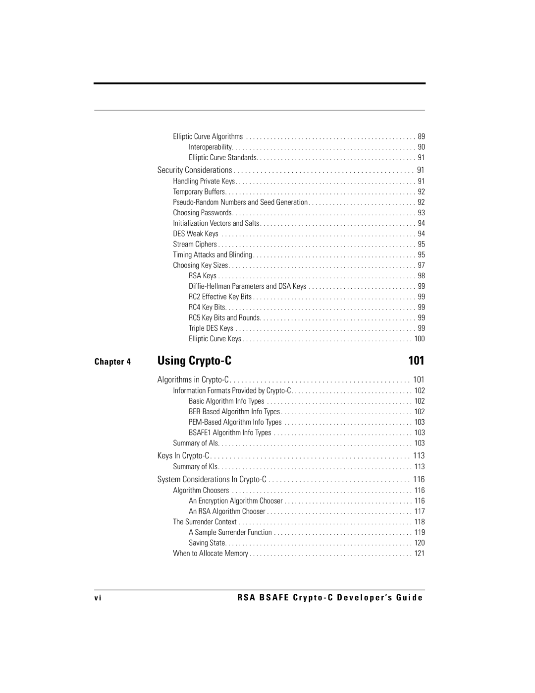 RSA Security 5.2.2 manual Using Crypto-C 101, Algorithms in Crypto-C 