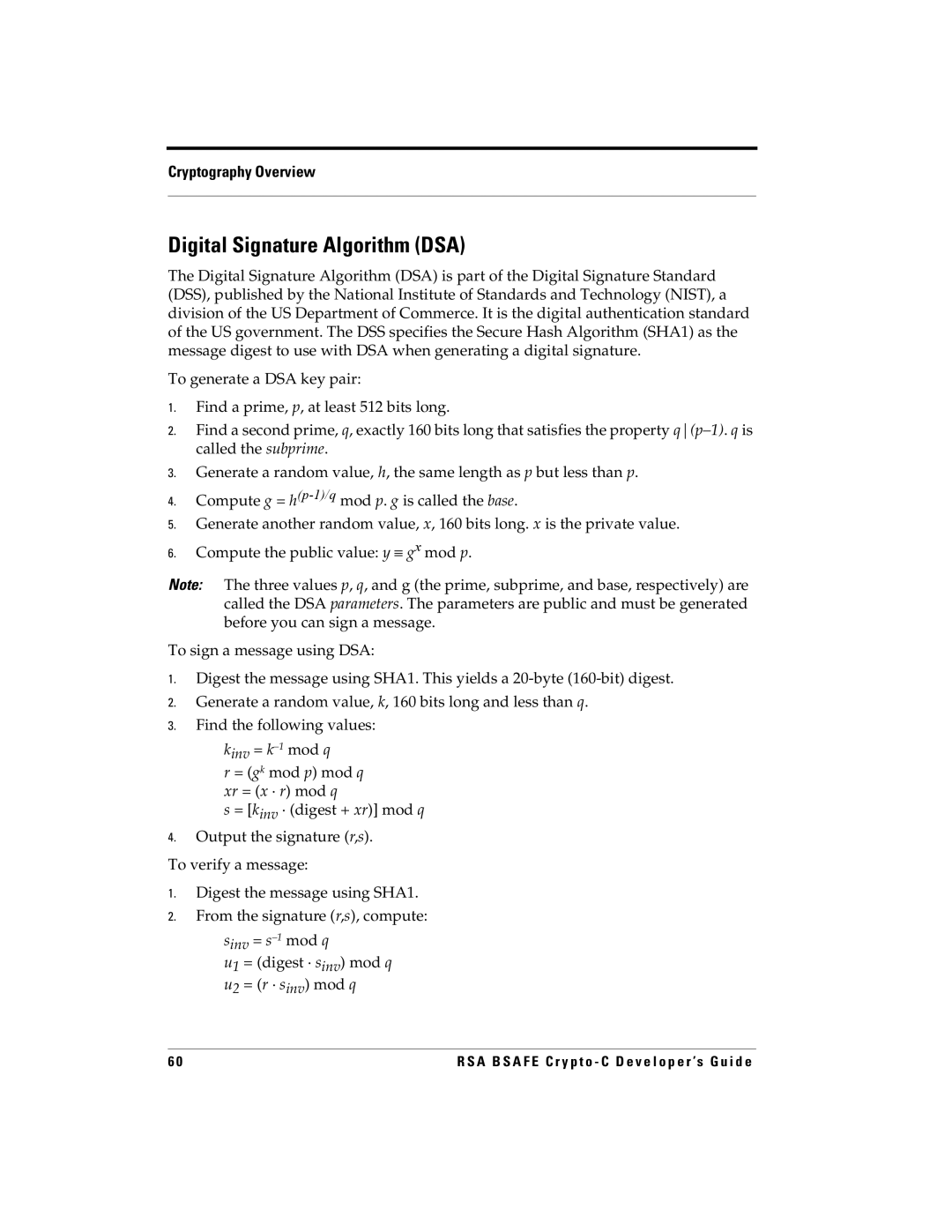 RSA Security 5.2.2 manual Digital Signature Algorithm DSA 