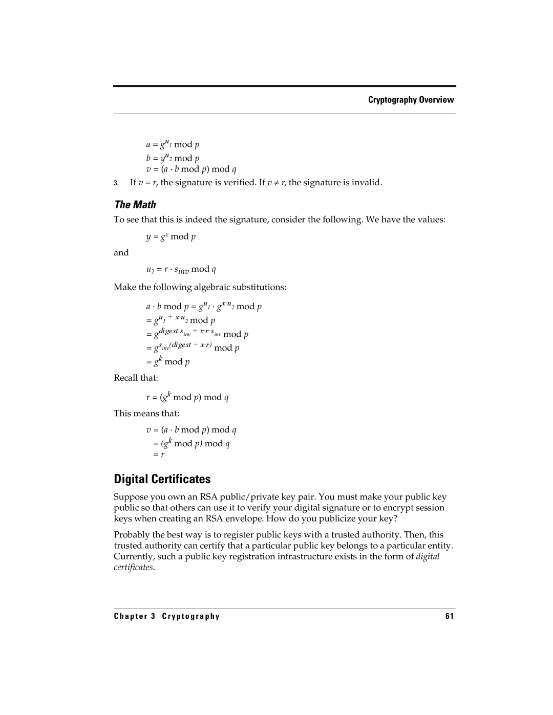 RSA Security 5.2.2 manual Digital Certificates, Math 