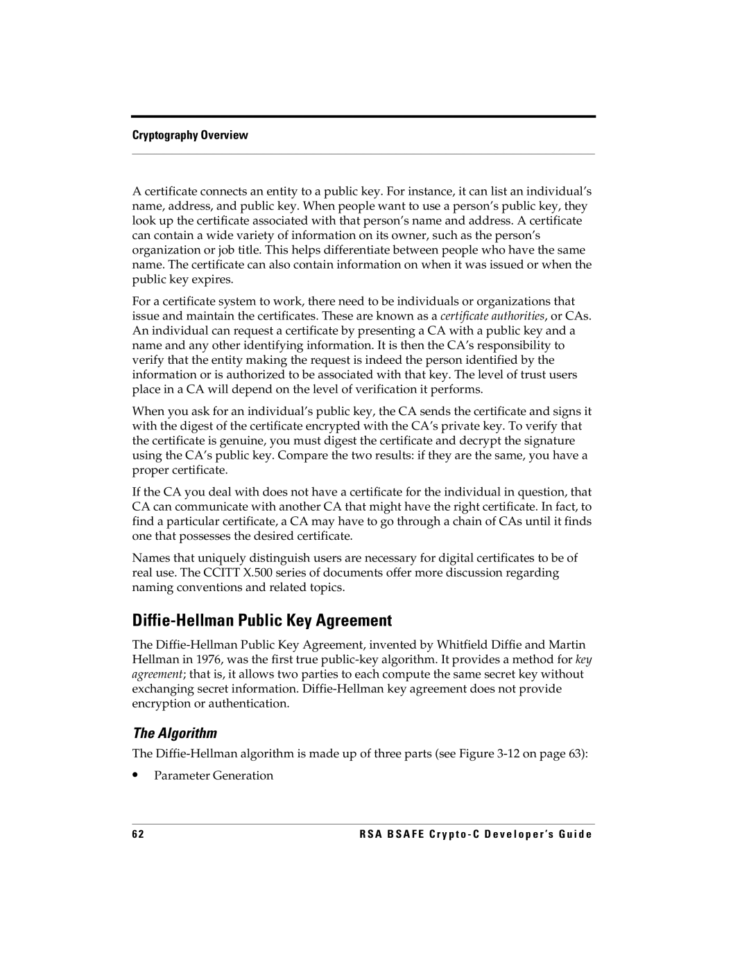 RSA Security 5.2.2 manual Diffie-Hellman Public Key Agreement, Algorithm 