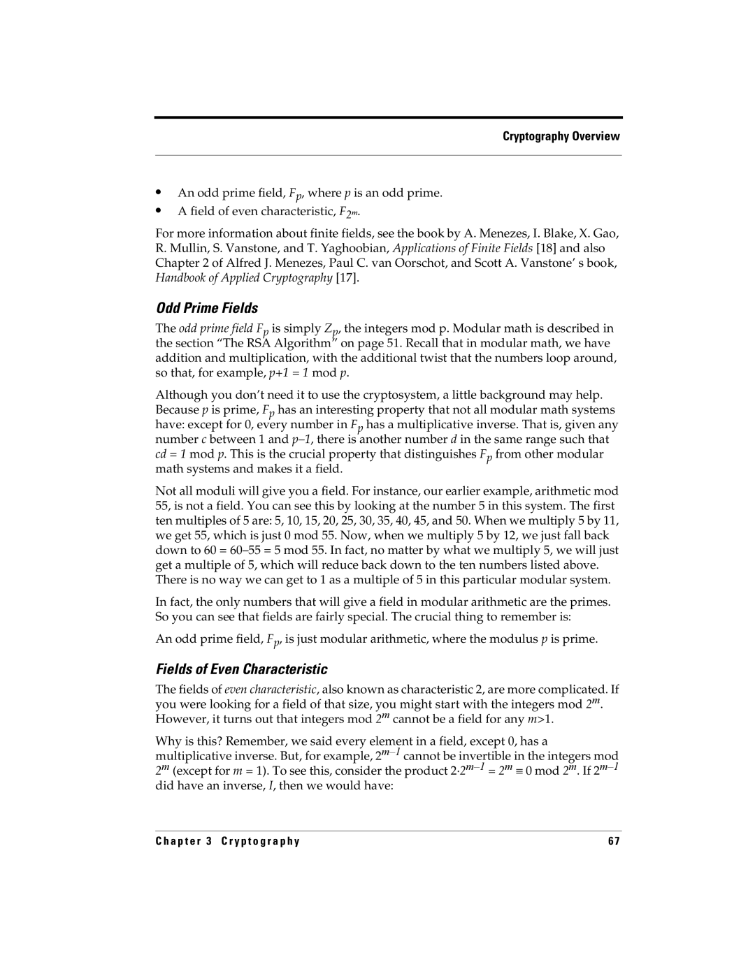 RSA Security 5.2.2 manual Odd Prime Fields, Fields of Even Characteristic 