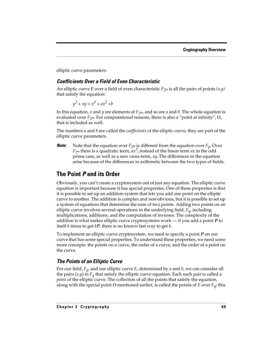 RSA Security 5.2.2 Point P and its Order, Coefficients Over a Field of Even Characteristic, Points of an Elliptic Curve 