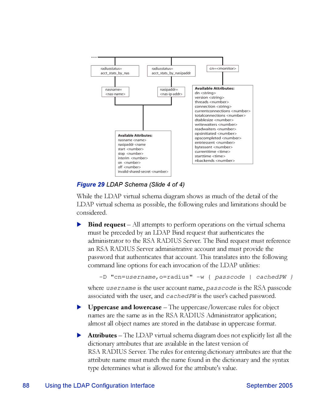 RSA Security 6.1 manual Cn=username,o=radius -w passcode cachedPW 