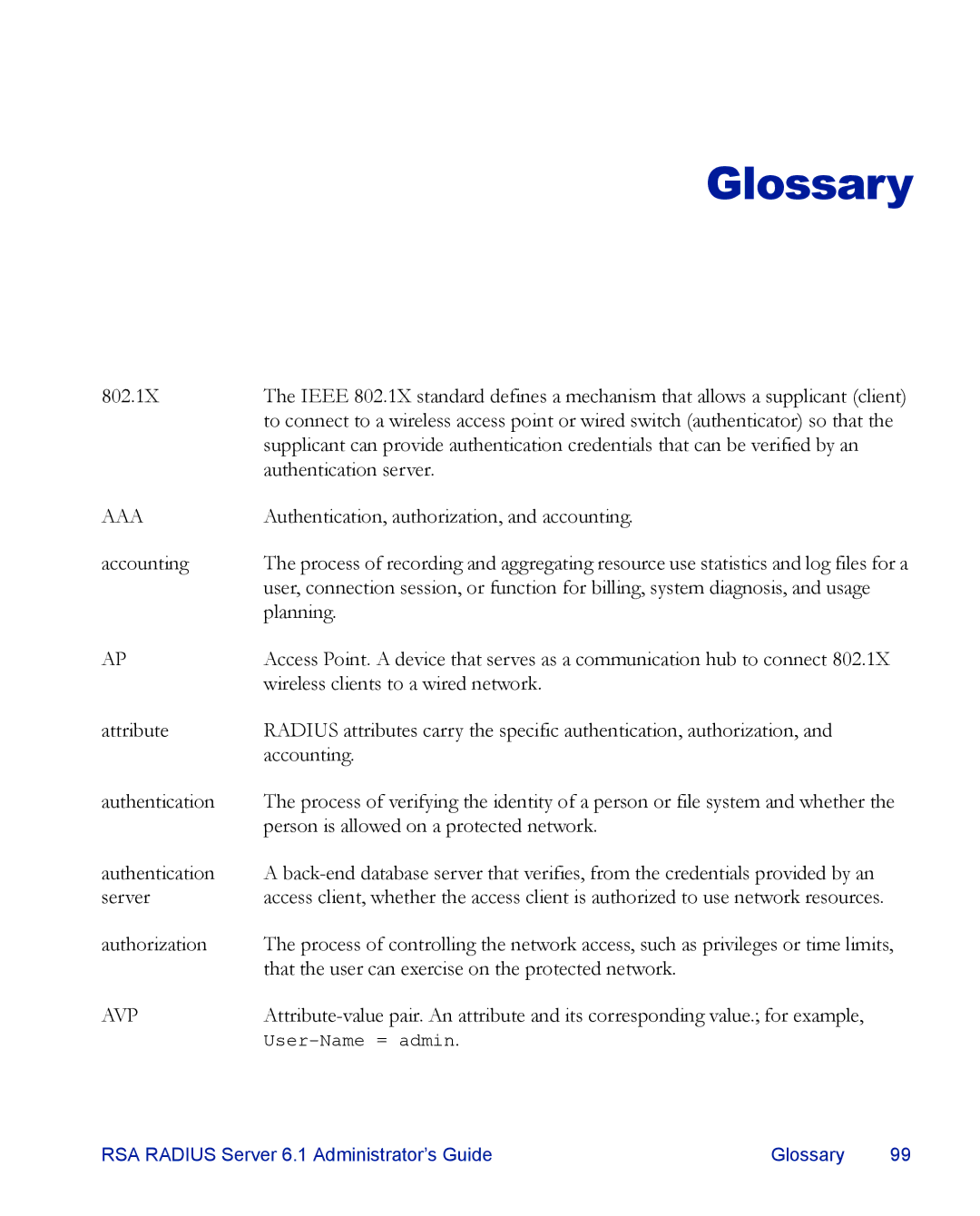 RSA Security 6.1 manual Glossary, Aaa 