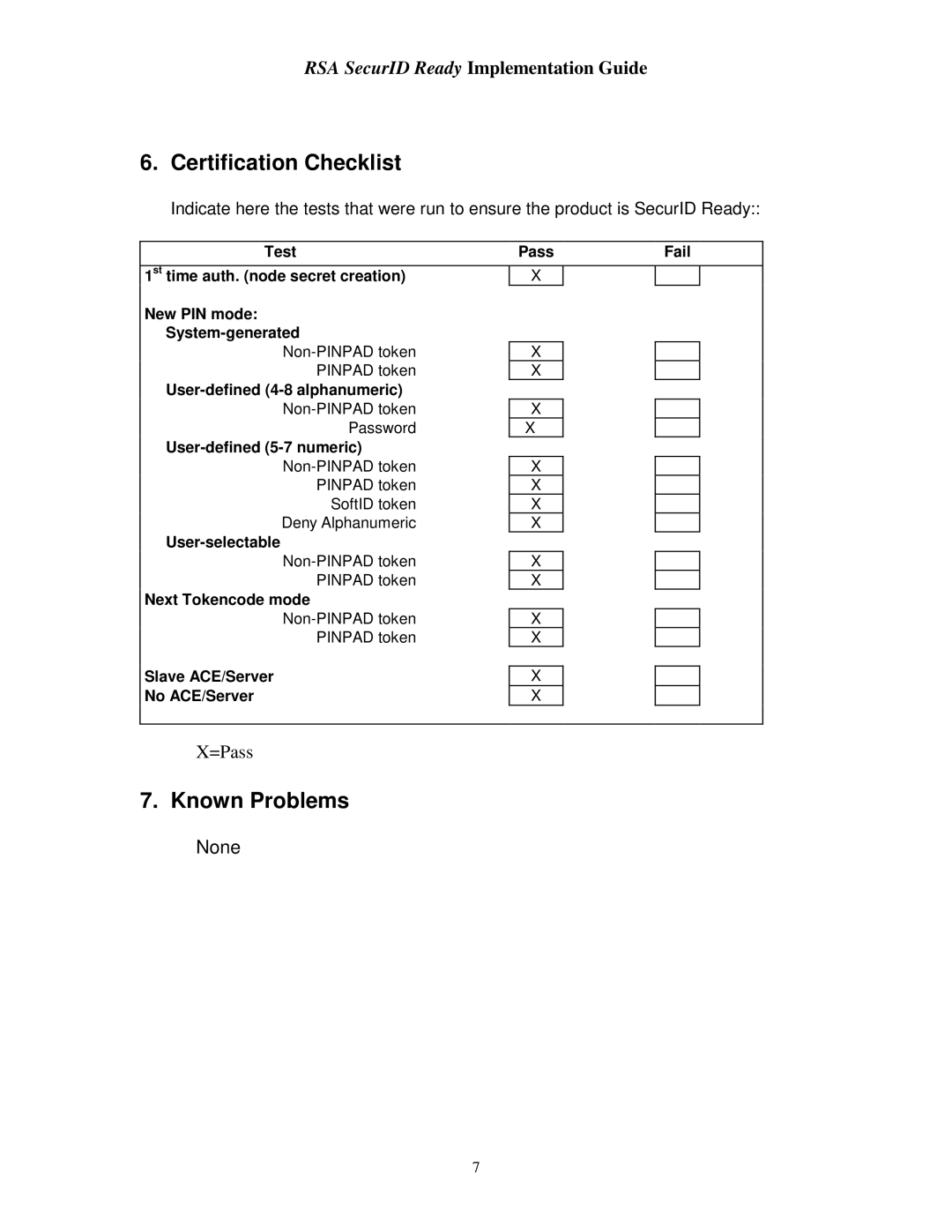 RSA Security LRS2, LRS32F, LRS16 manual Certification Checklist, Known Problems 