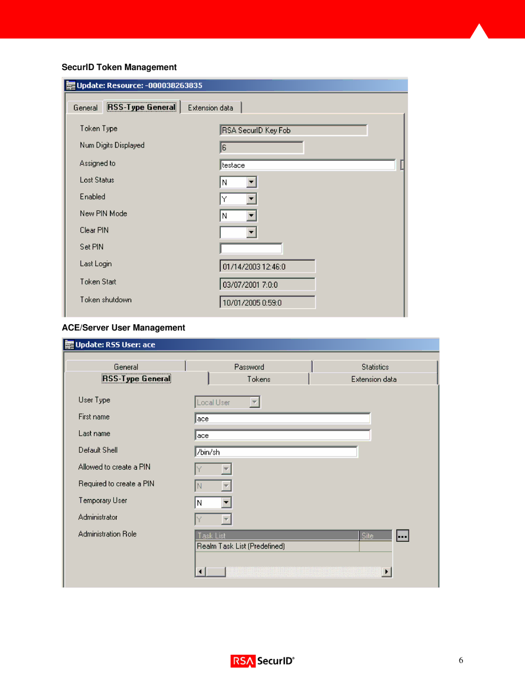 RSA Security Version 3.x manual SecurID Token Management ACE/Server User Management 