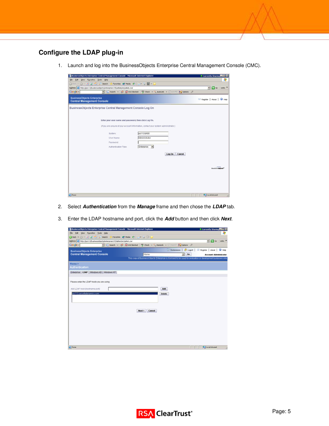 RSA Security Xlr2 manual Configure the Ldap plug-in 