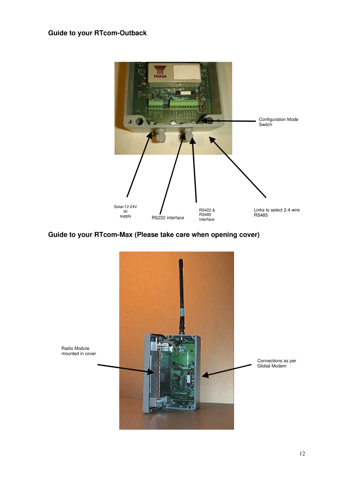 RTcom Radio Modems user manual Guide to your RTcom-Max Please take care when opening cover 