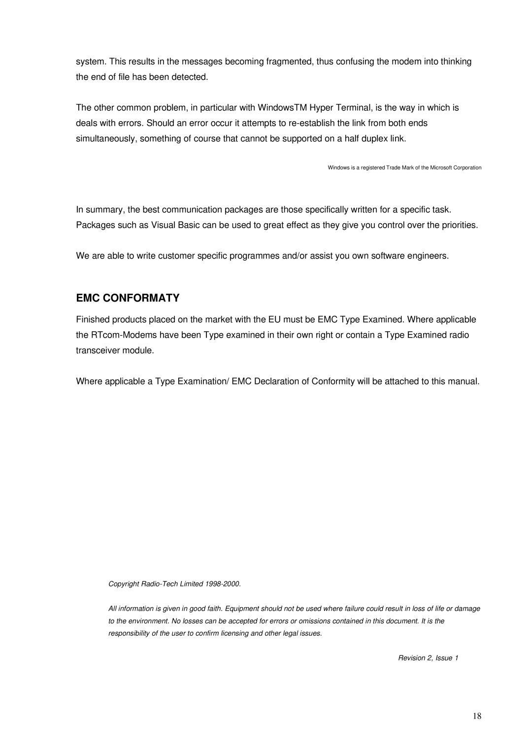 RTcom Radio Modems user manual EMC Conformaty 