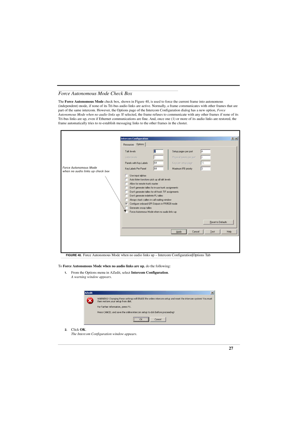 RTS ADAM manual Force Autonomous Mode Check Box 