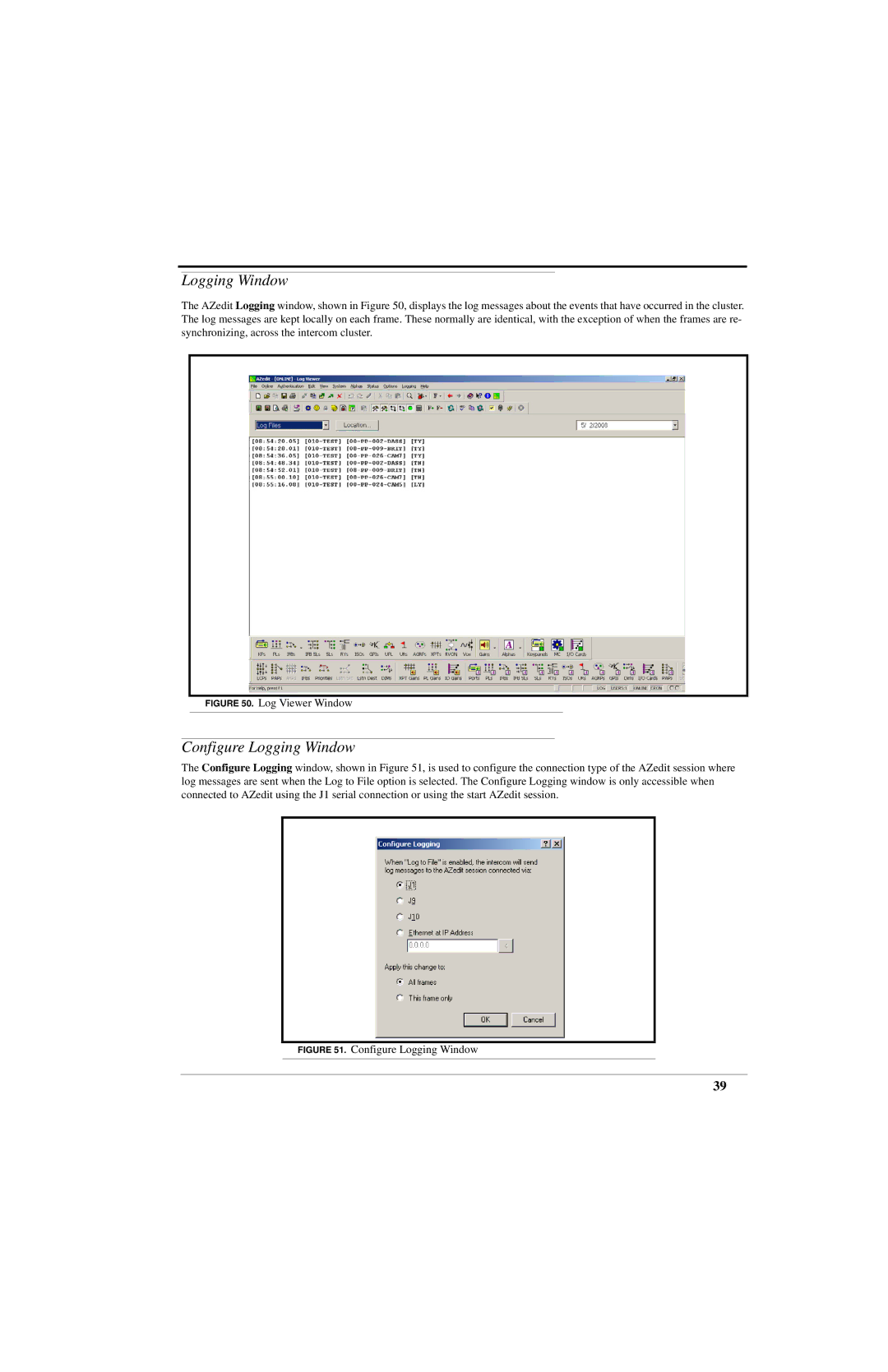 RTS ADAM manual Configure Logging Window 