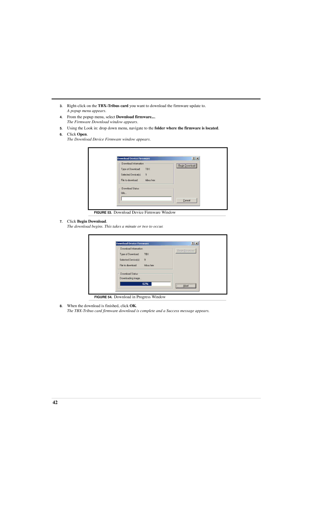 RTS ADAM manual Firmware Download window appears, Click Begin Download 