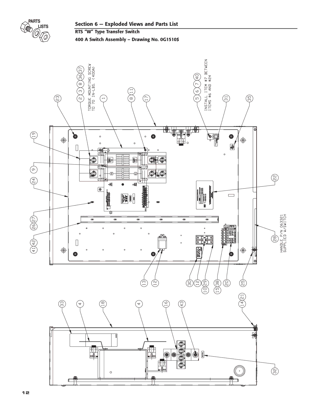 RTS KGATX0101400 technical manual Exploded Views and Parts List 