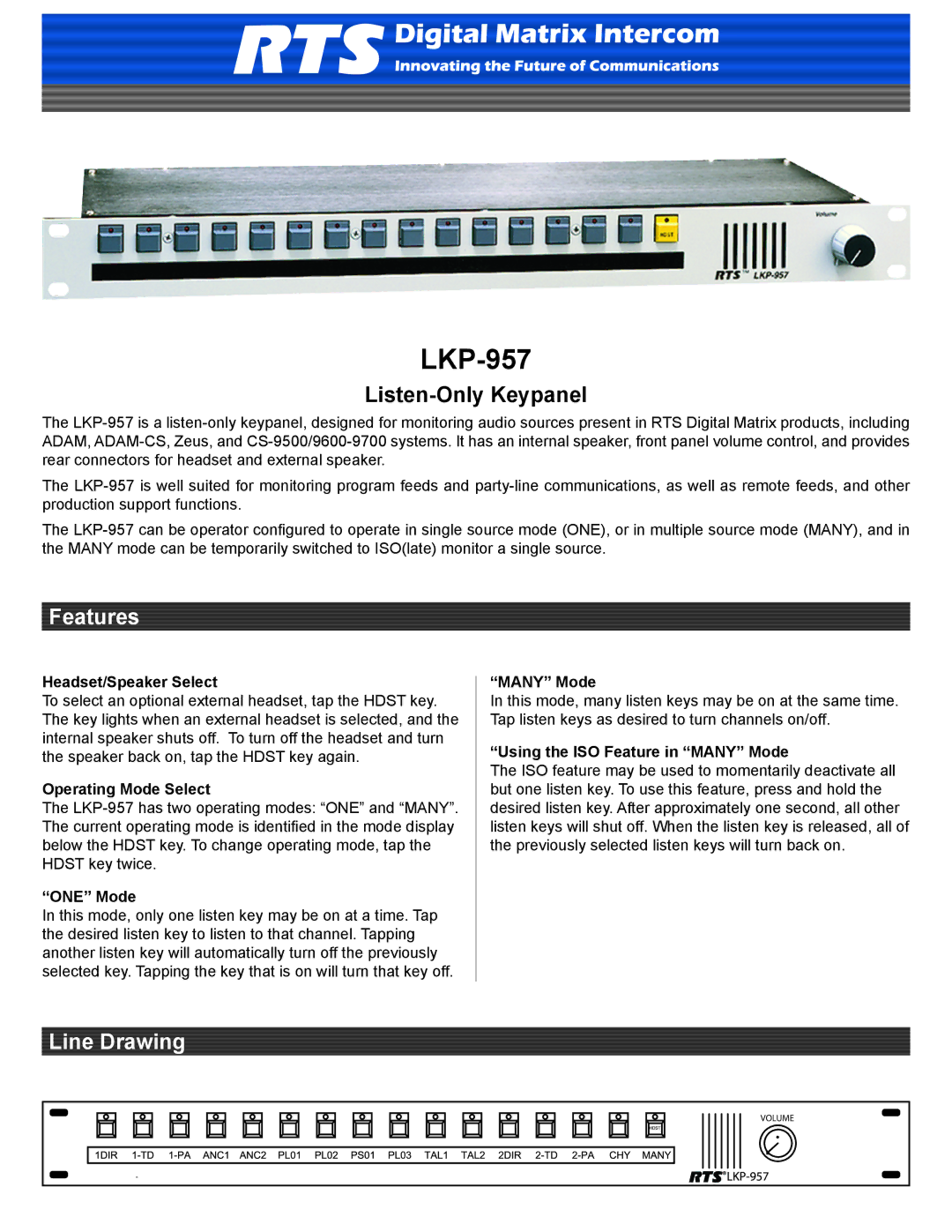 RTS LKP-957 manual 