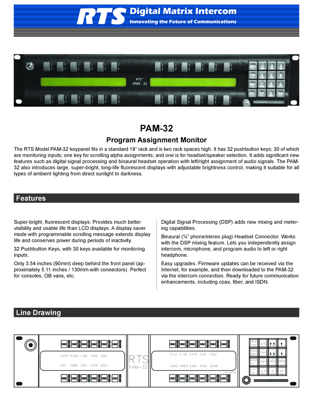 RTS PAM-32 manual Program Assignment Monitor 