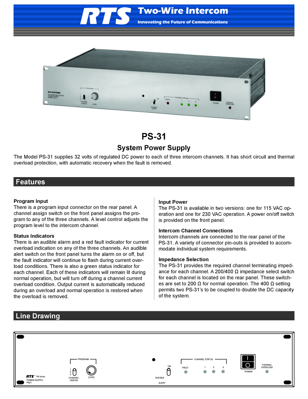 RTS PS-31 manual 