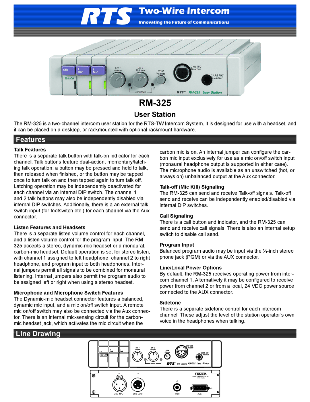 RTS RM-325 manual 