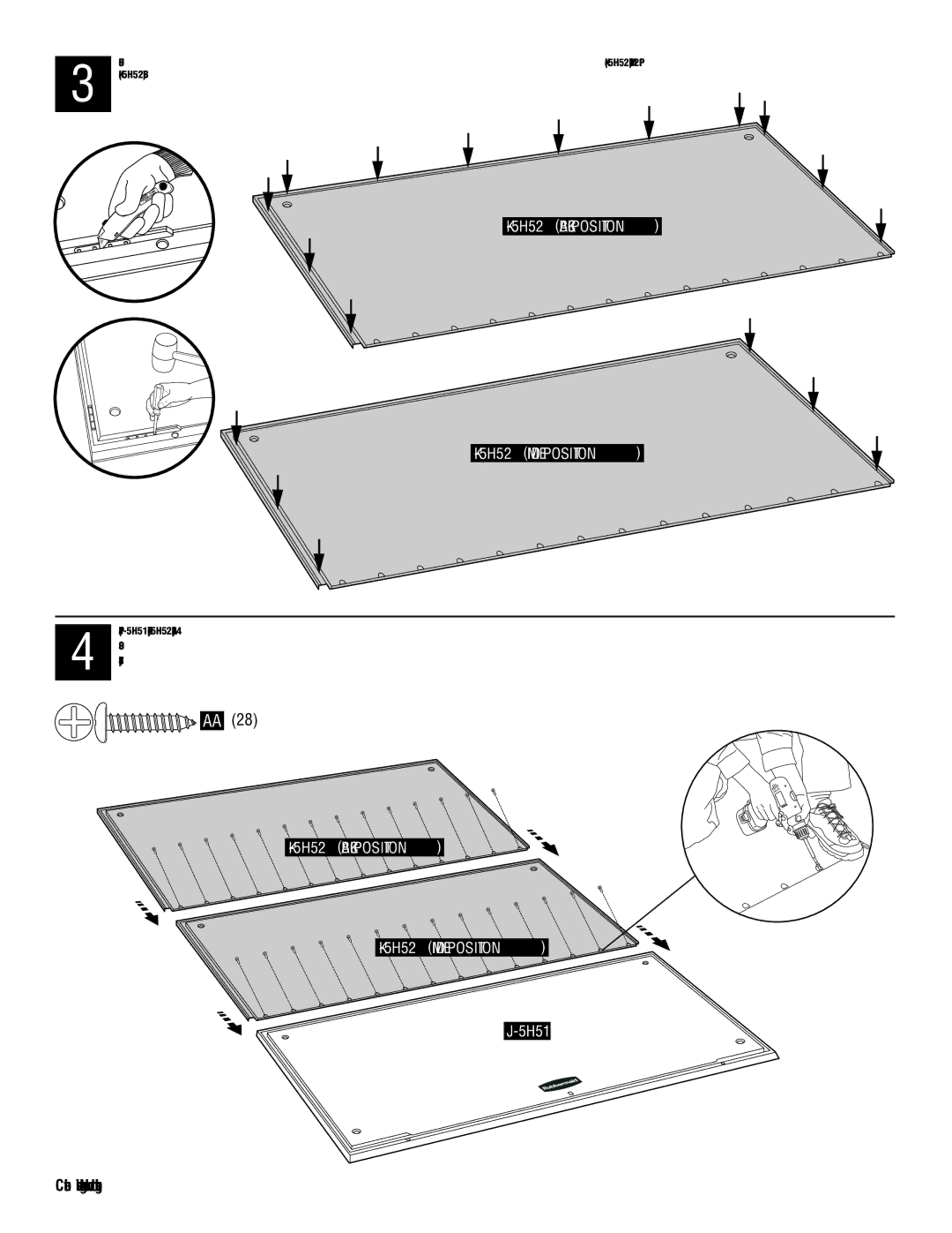 Rubbermaid 1S84 manual 5H52 Back Position 5H52 Middle Position 