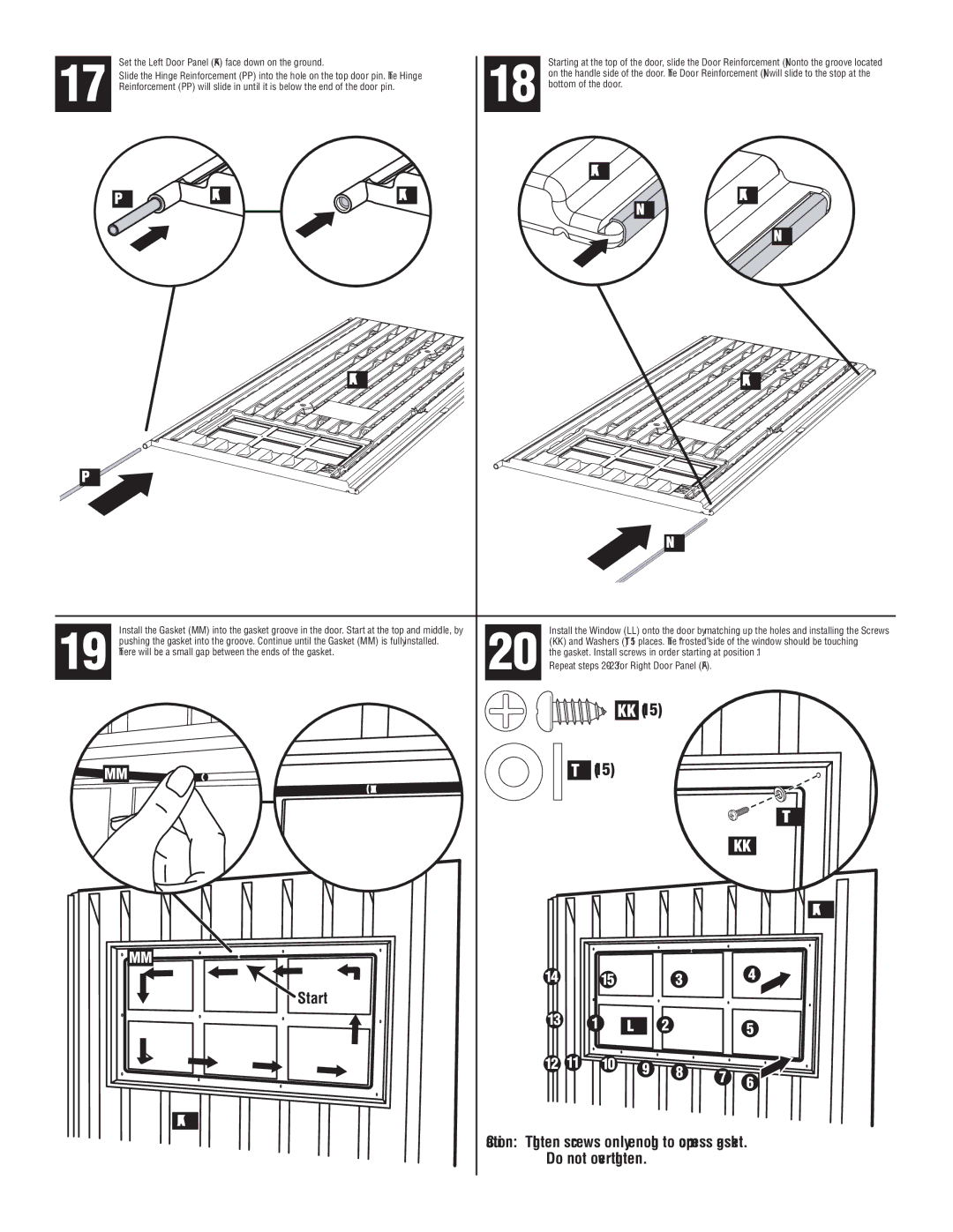 Rubbermaid 1S84 manual Start Do not overtighten 