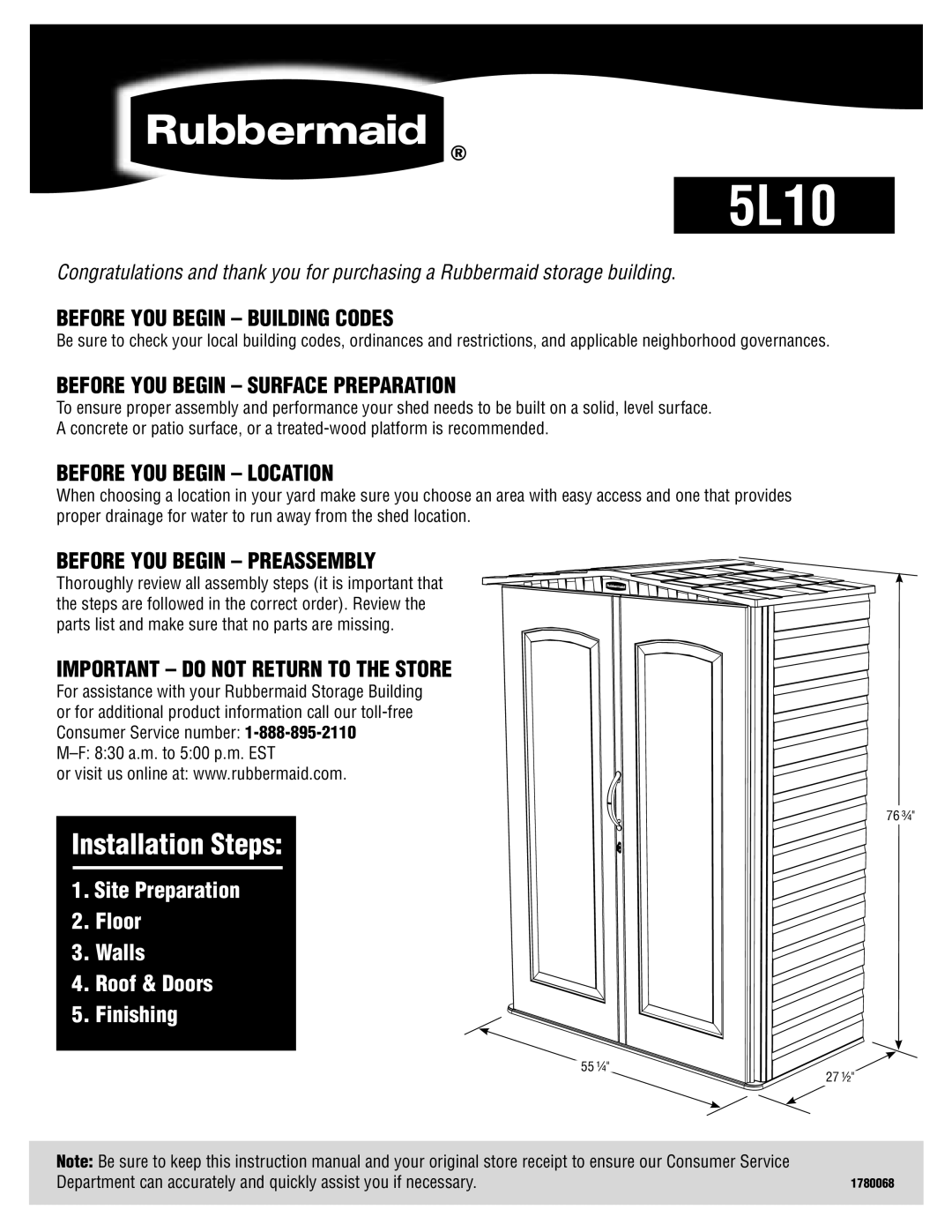 Rubbermaid 5L10 instruction manual 