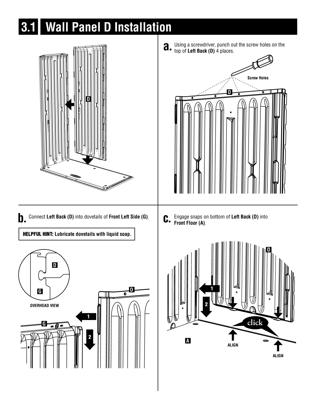 Rubbermaid 5L10 instruction manual Wall Panel D Installation 