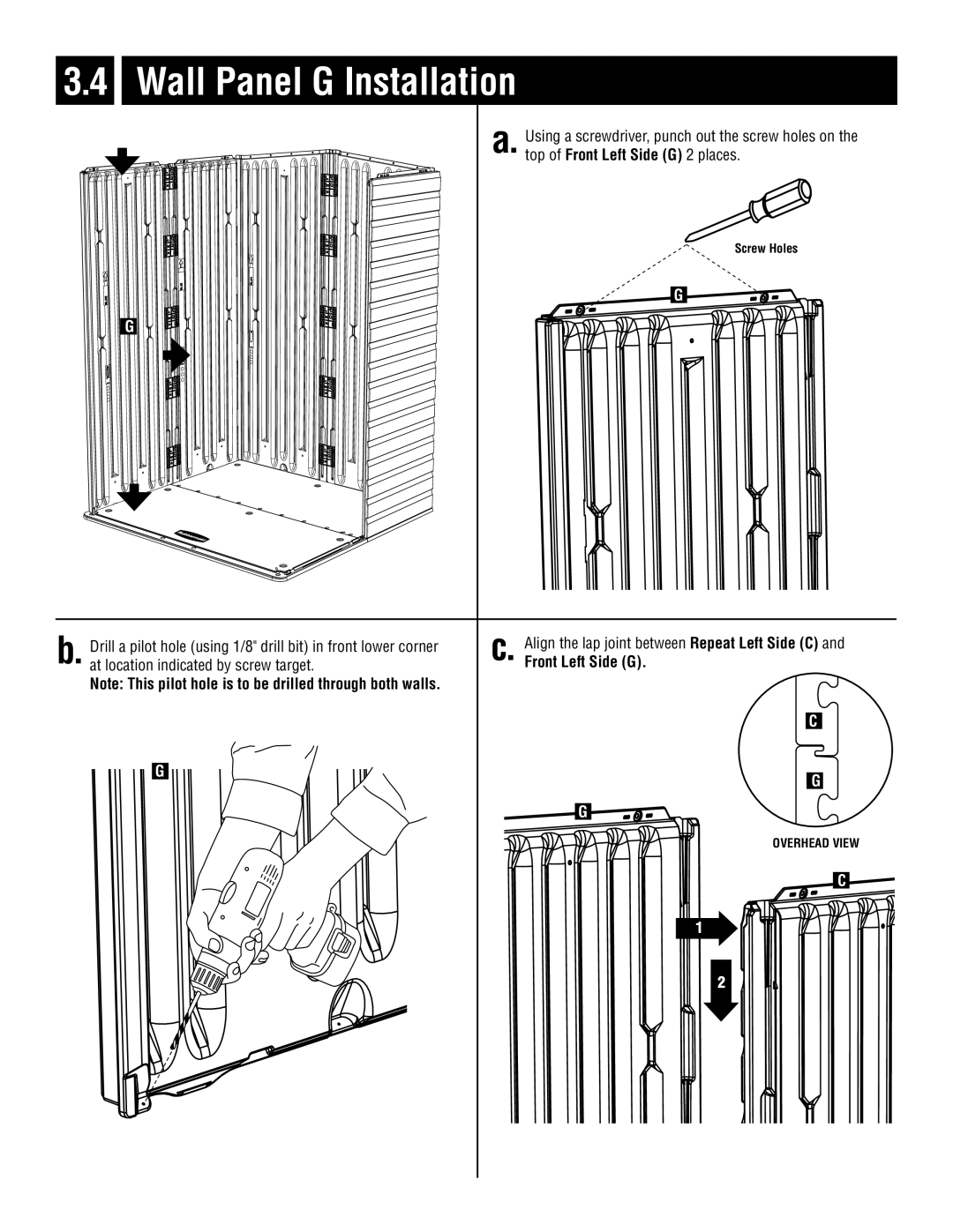 Rubbermaid 5L20 instruction manual Wall Panel G Installation 