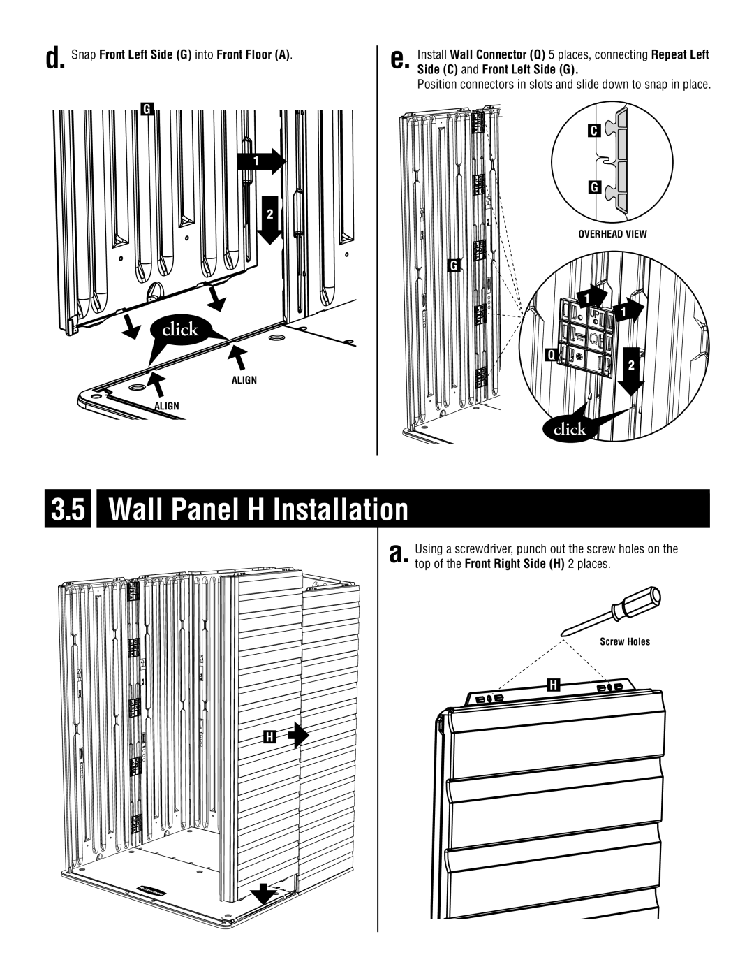 Rubbermaid 5L20 instruction manual Wall Panel H Installation a 