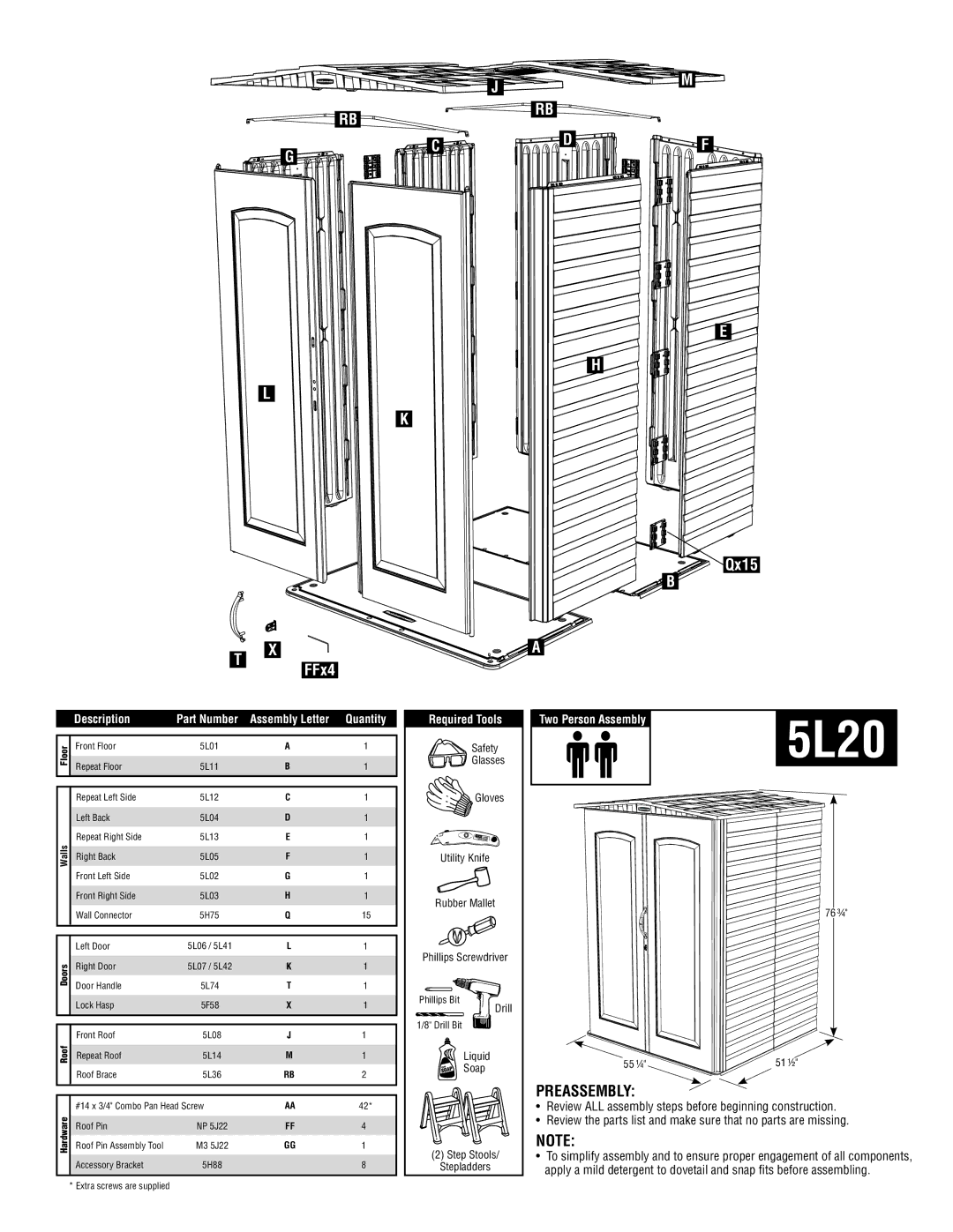 Rubbermaid 5L20 instruction manual 