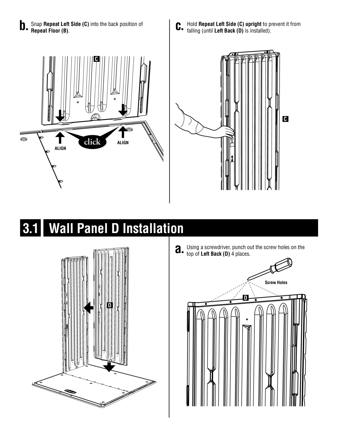 Rubbermaid 5L20 instruction manual Wall Panel D Installation a 