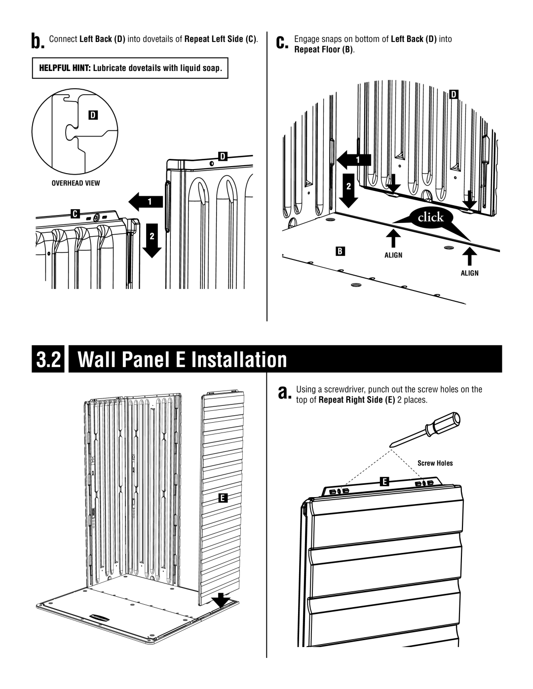 Rubbermaid 5L20 instruction manual Wall Panel E Installation 