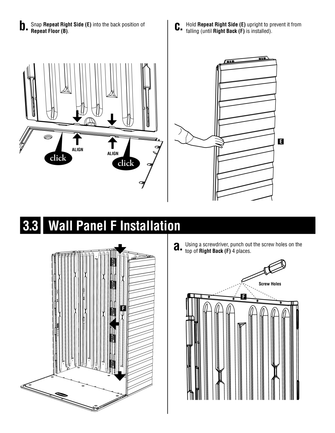 Rubbermaid 5L20 instruction manual Wall Panel F Installation 