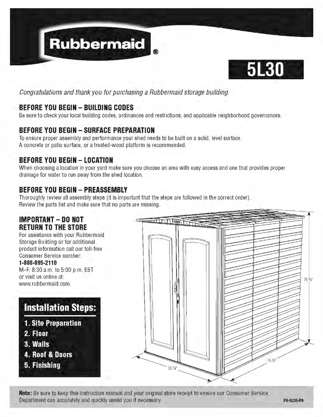 Rubbermaid 5L30 manual 