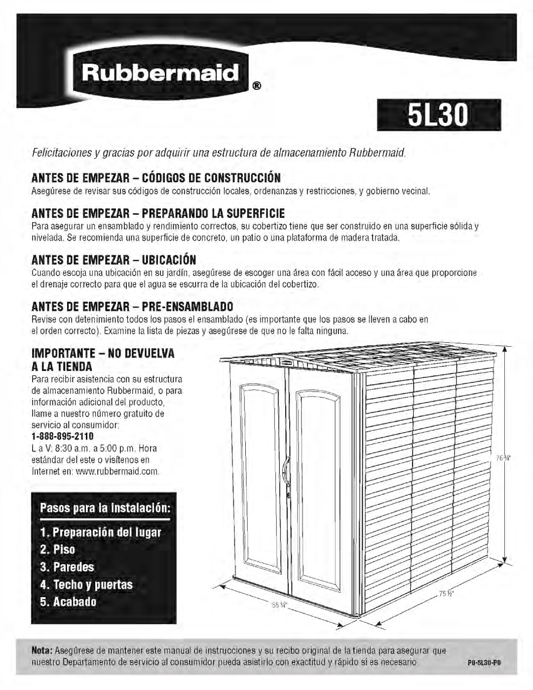 Rubbermaid 5L30 manual 