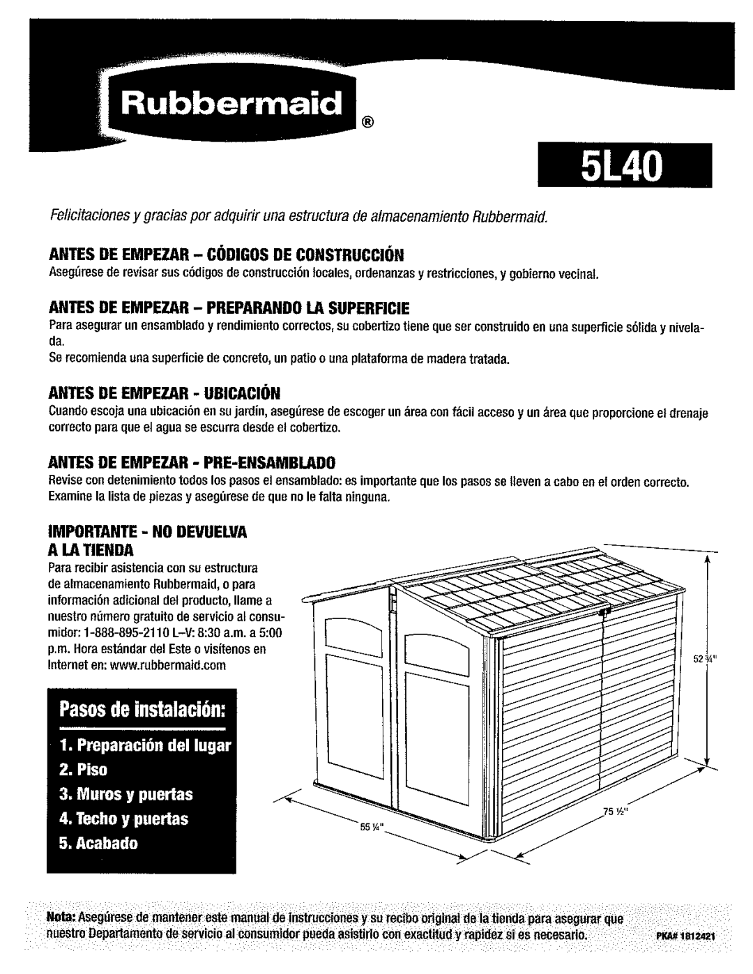 Rubbermaid 5L40 manual 