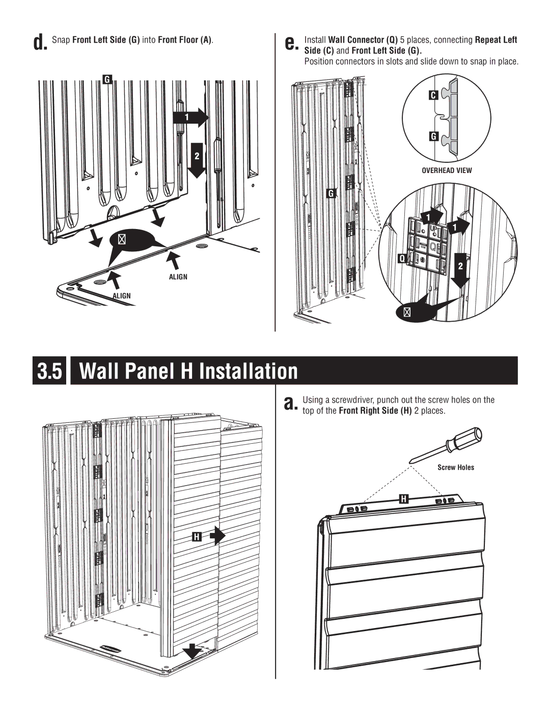 Rubbermaid P0-5L20-P0 instruction manual Wall Panel H Installation a 