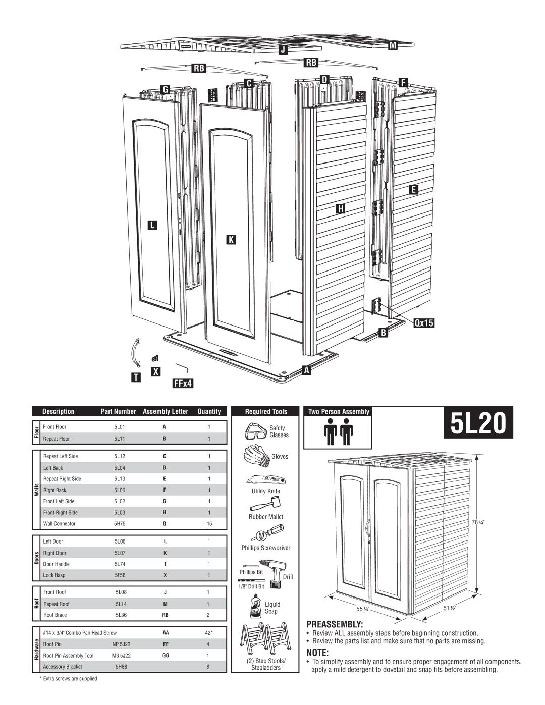 Rubbermaid P0-5L20-P0 instruction manual 