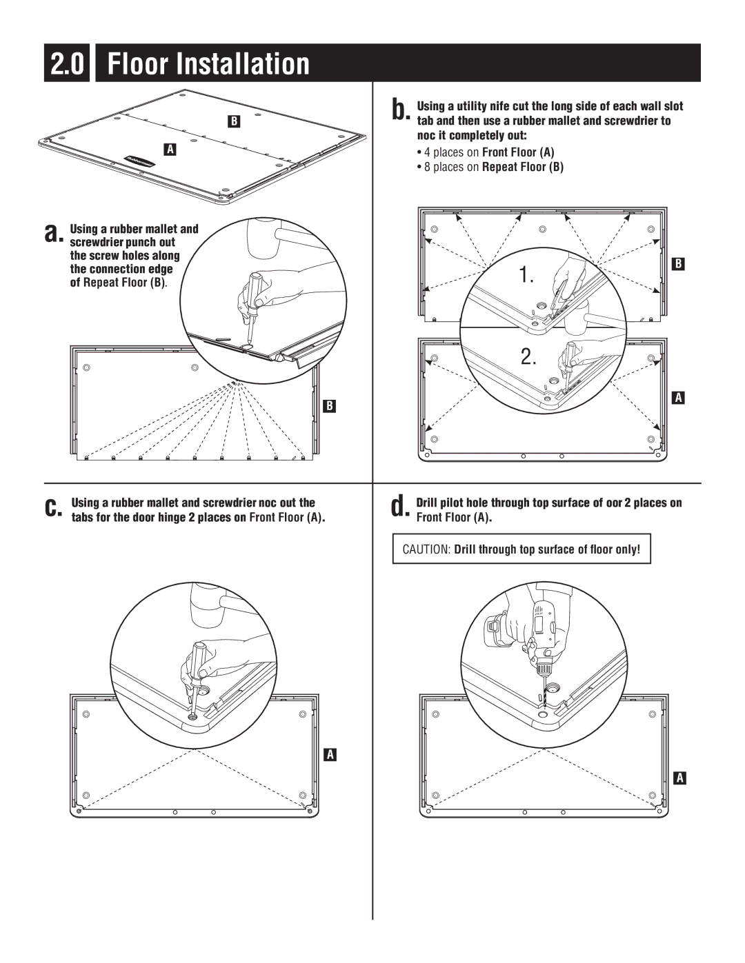 Rubbermaid P0-5L20-P0 instruction manual Floor Installation, Repeat Floor B 